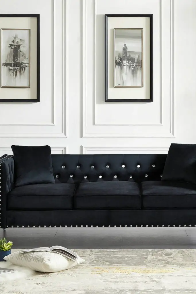 Large Black Three Seater Sofa