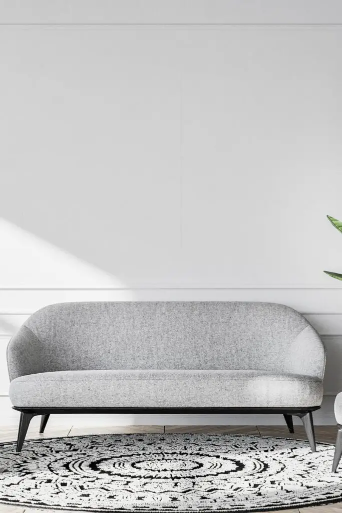 Rounded Grey Velvet Sofa