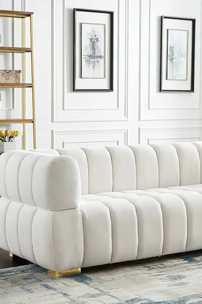White Biscuit Tufted Sofa