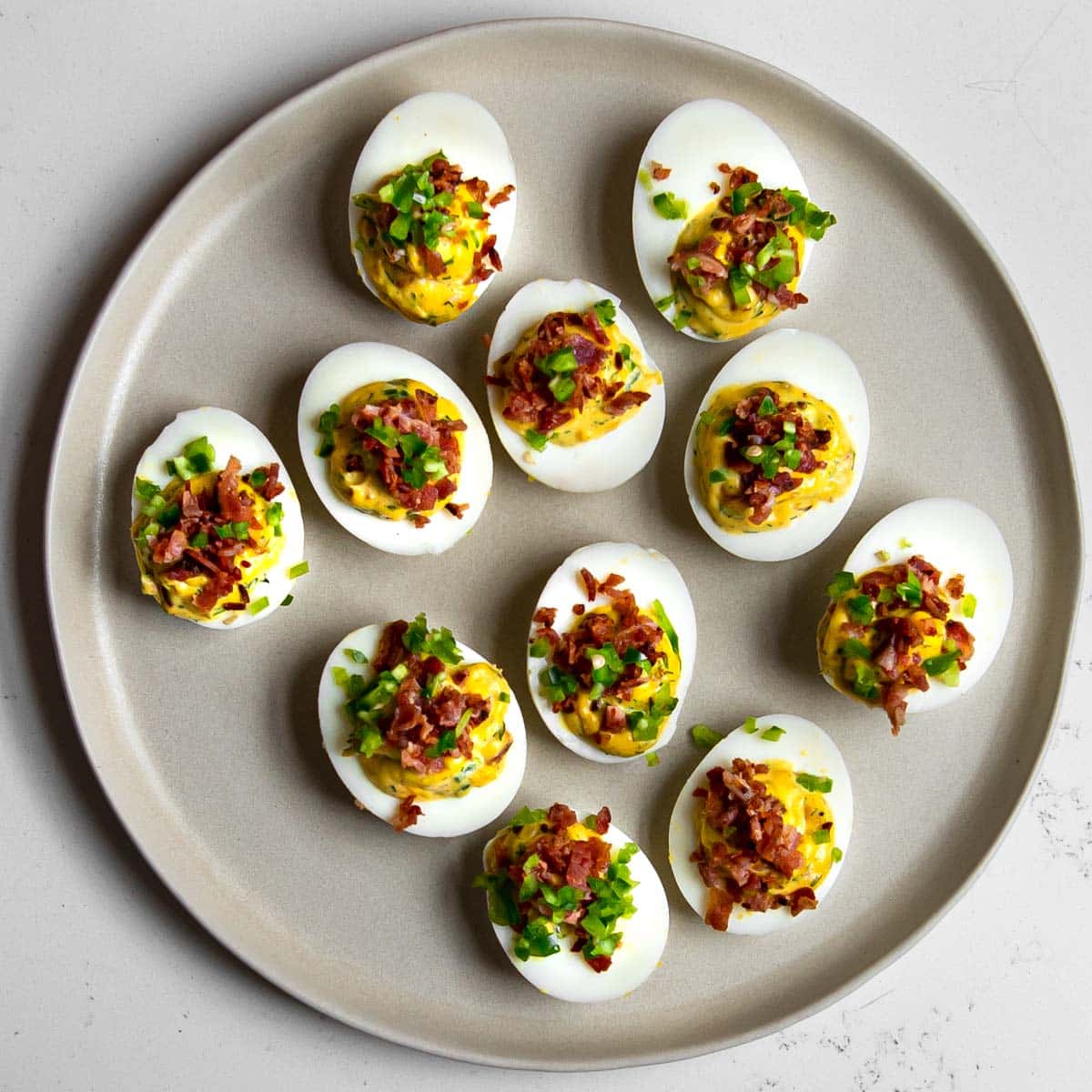 picy Deviled Eggs with Jalapeno and Bacon