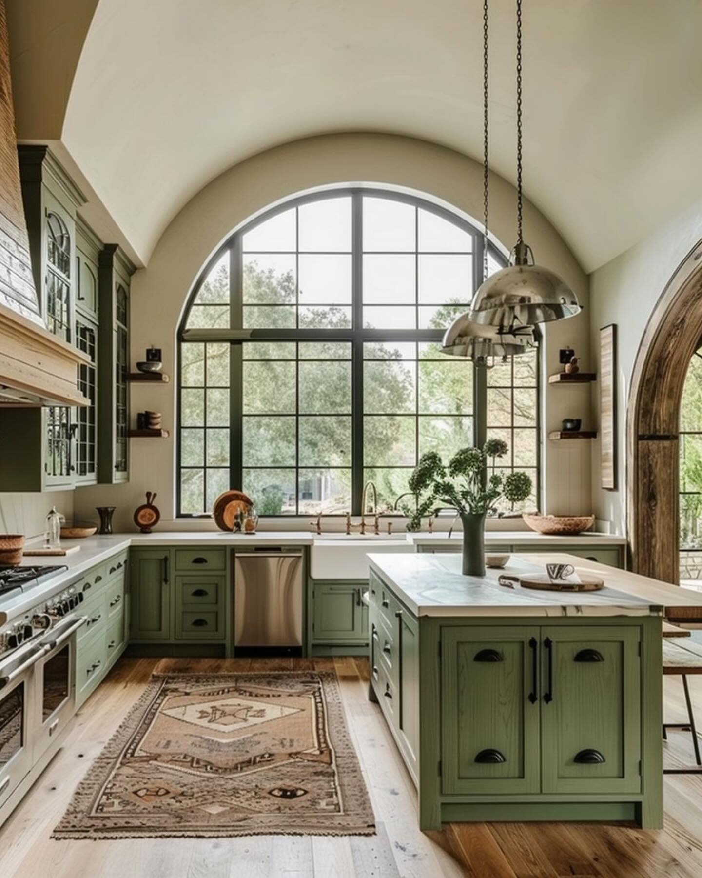 Arched Window Rustic Kitchen