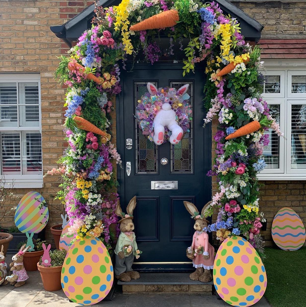 Glam Easter Floral and Bunny Door