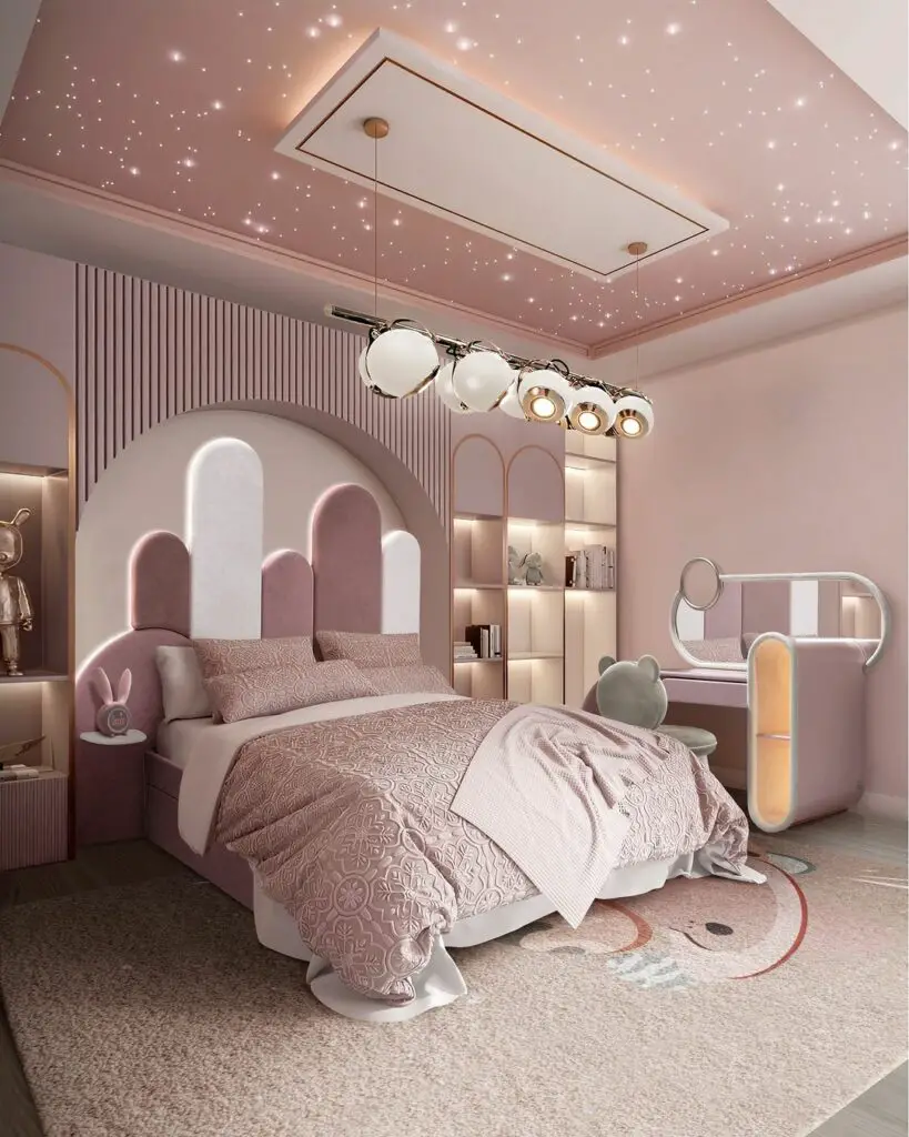 Grey pink room design