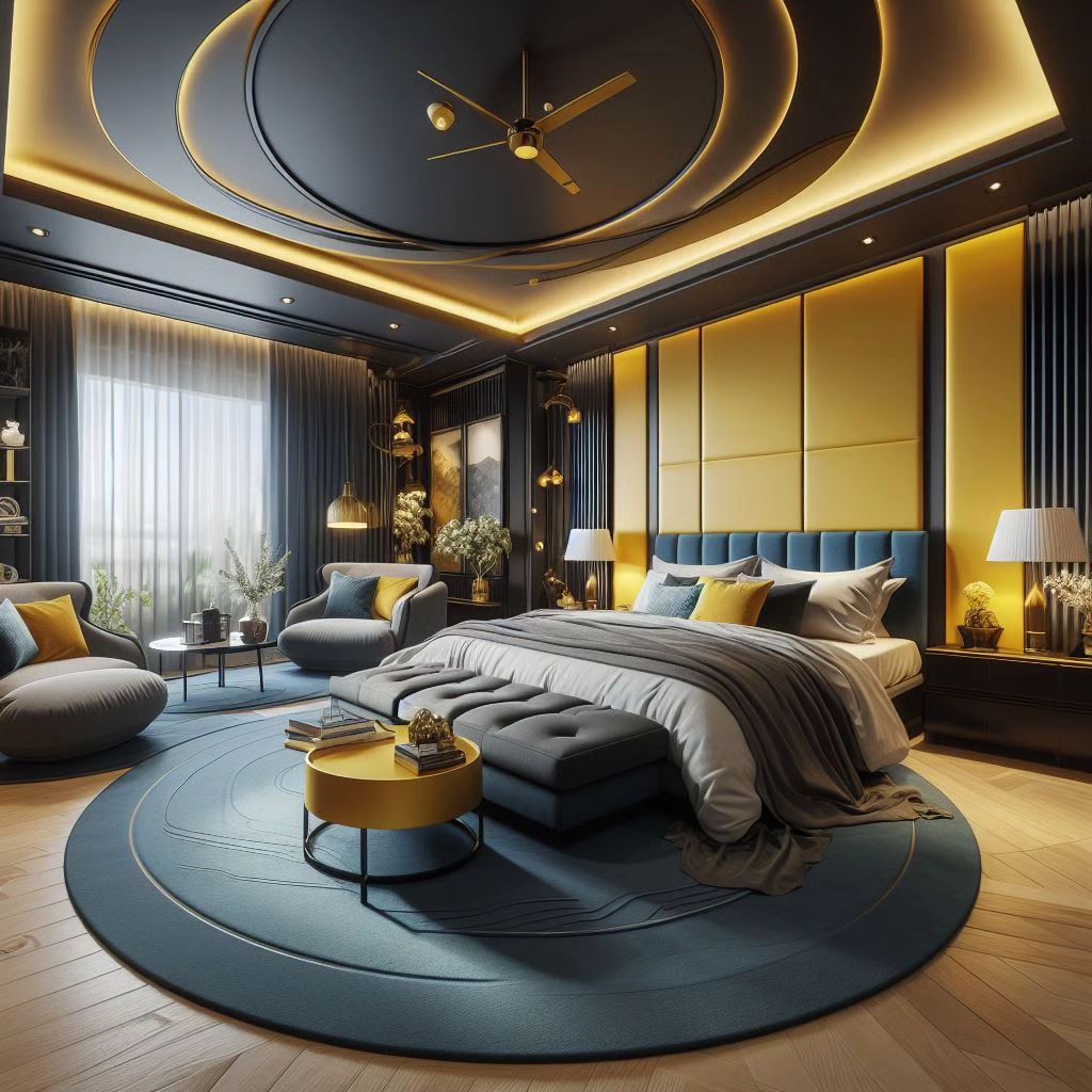 Luxury Yellow And Black Art Accent