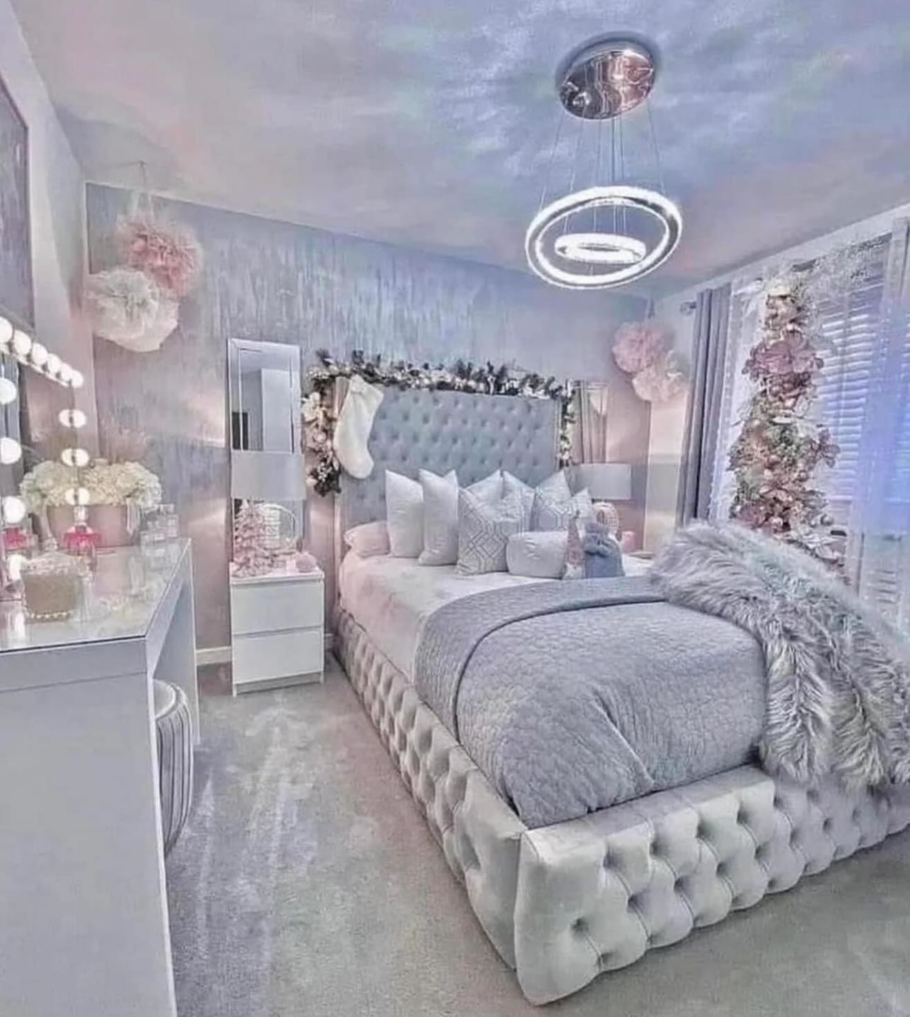 Soft Pink and Grey Bedroom