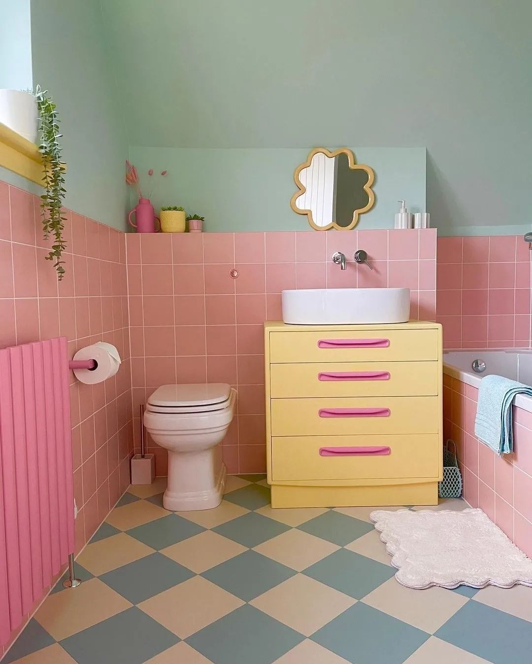 Blue And Pink Bathroom Decor