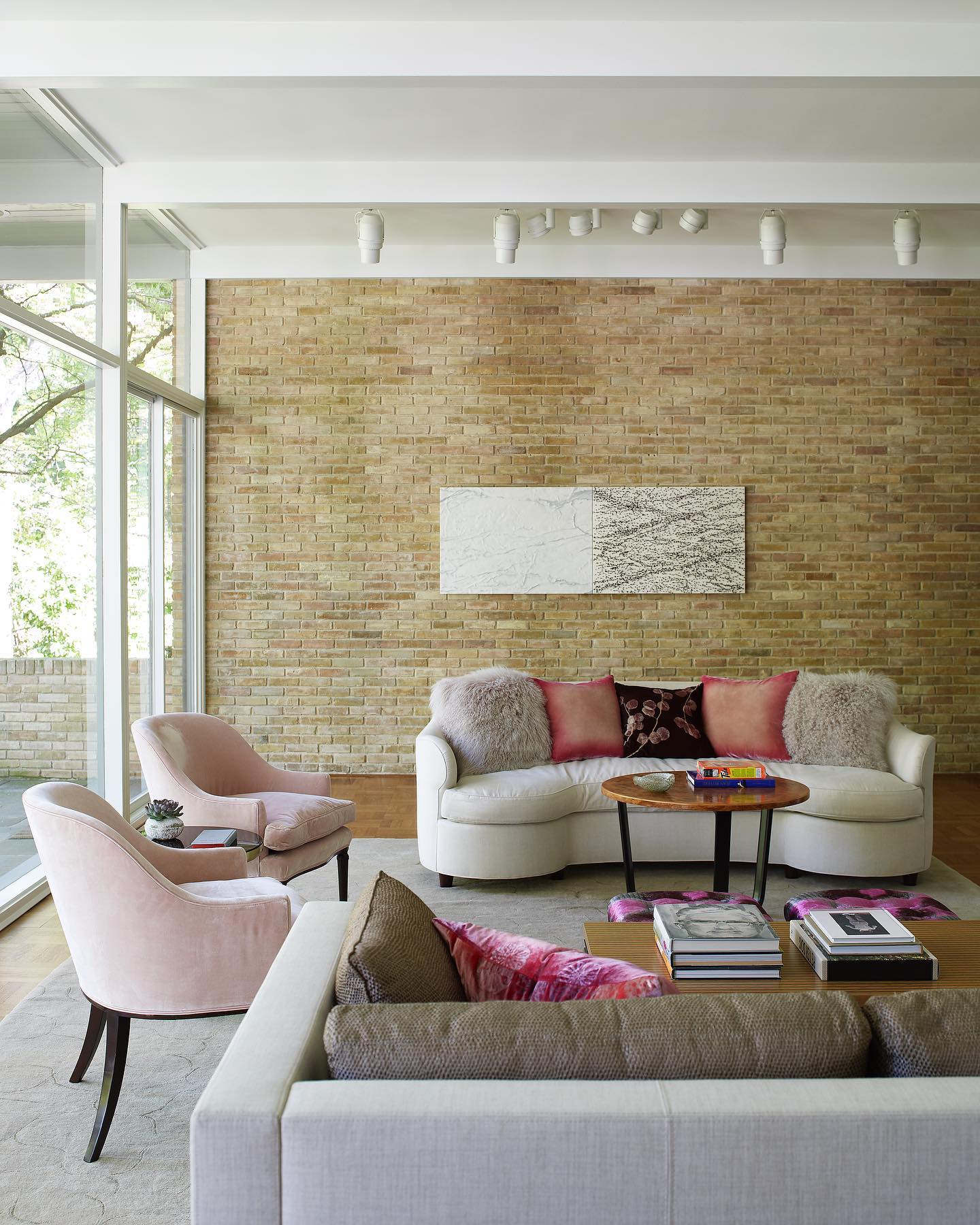 Brick Walled Midcentury Modern Living Room
