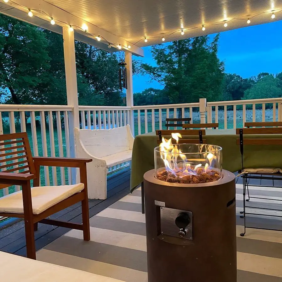 Cozy Front Porch With Firepit