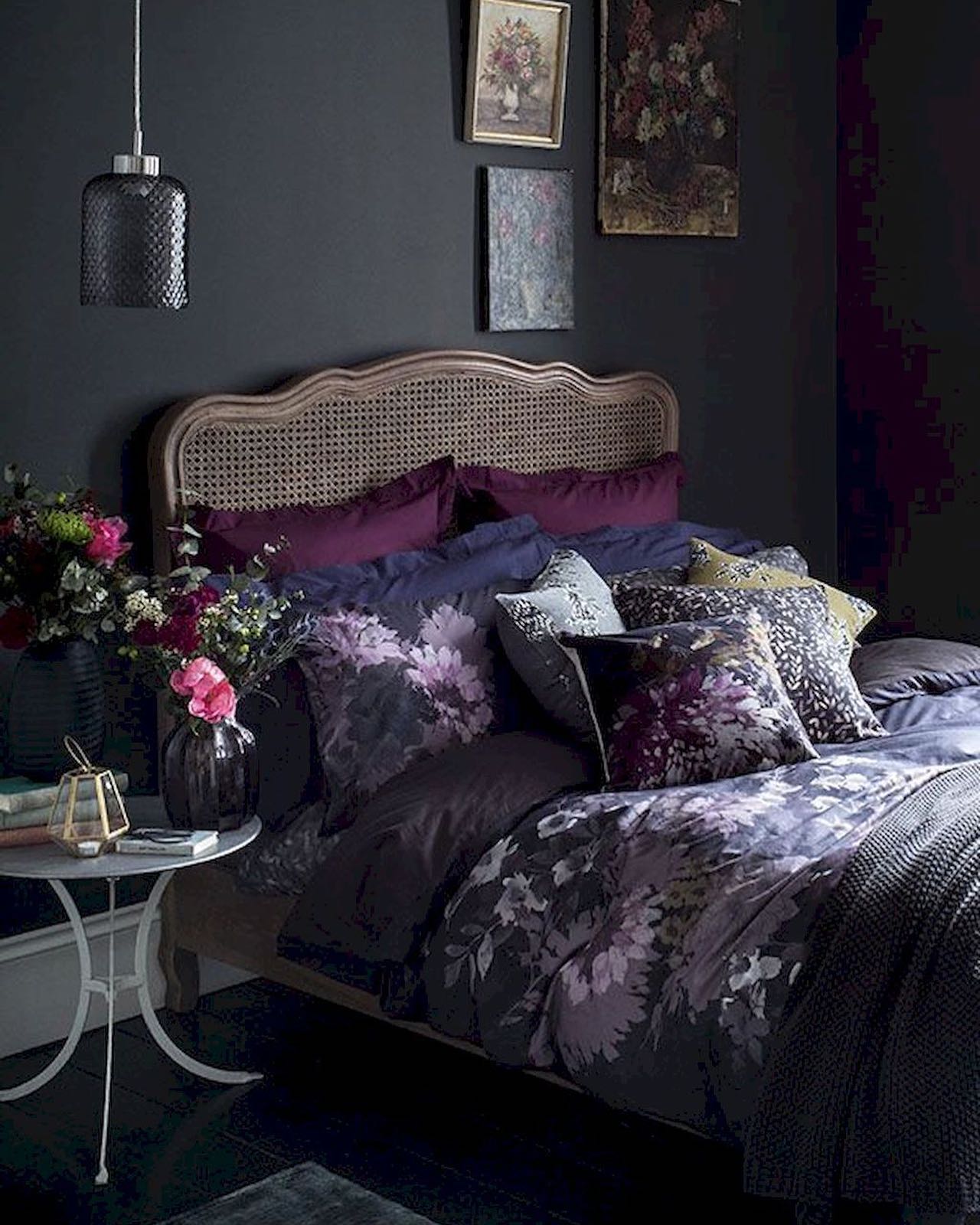 Floral Themed dark Bedroom