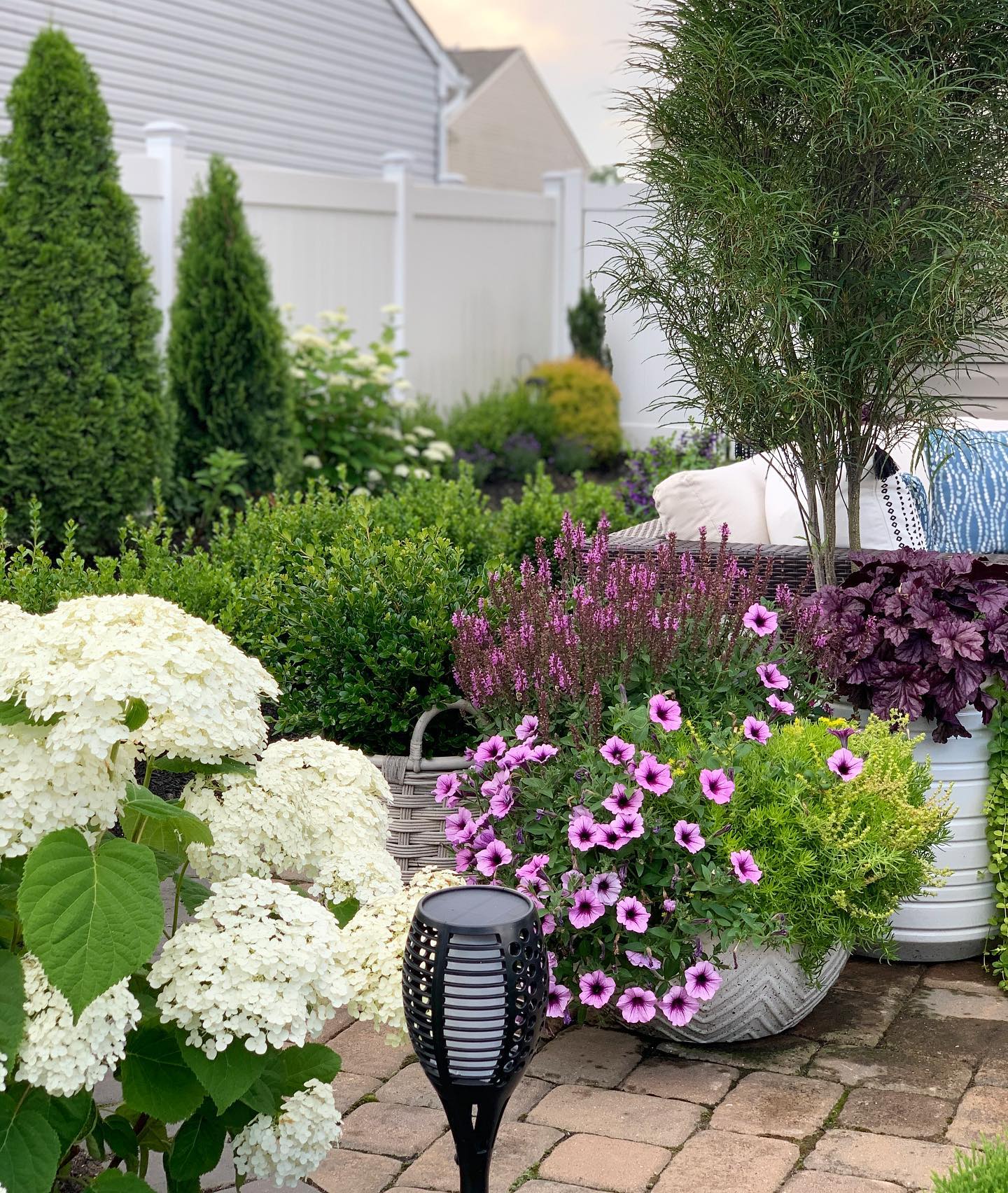 Green, Purple And White Color Story Corner Garden